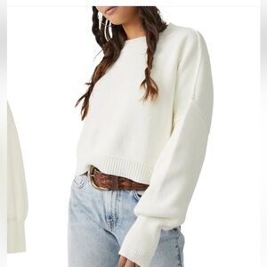Free People Cream Crew Neck Sweater